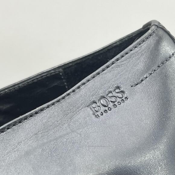 BOSS Hugo Boss Slip On Loafers Men Size 13 Black Leather Apron Toe Comfort Shoes - Picture 10 of 12